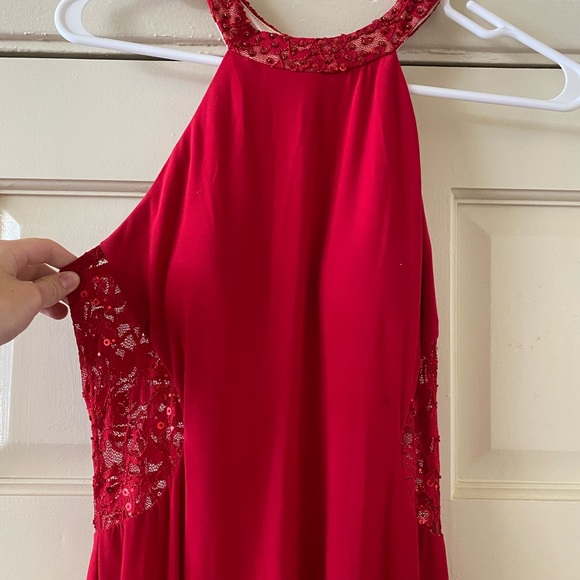 Windsor Dresses & Skirts - Windsor Red Halter High-Neck Embellished Floor-Length Dress
